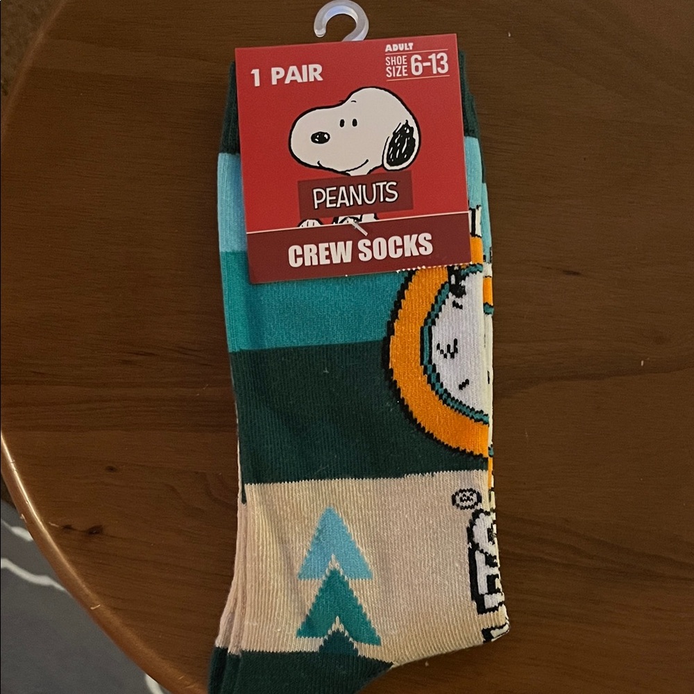 Peanuts Snoopy Crew Socks - Teal and Orange